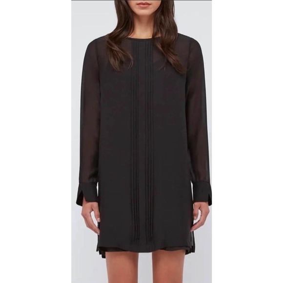 BALDWIN Lottie Womens Black‎ Silk 
 Dress Sheer Overlay Quiet Luxury Size XS New - Picture 1 of 3